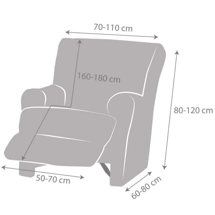Housse de fauteuil relax XL extensible gris foncé 60 - 110 cm-EYSA cropped-4