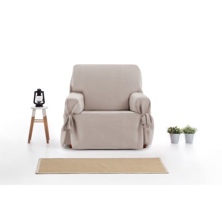 Housse de fauteuil avec des rubans taupe 80 - 120 cm-EYSA cropped-3