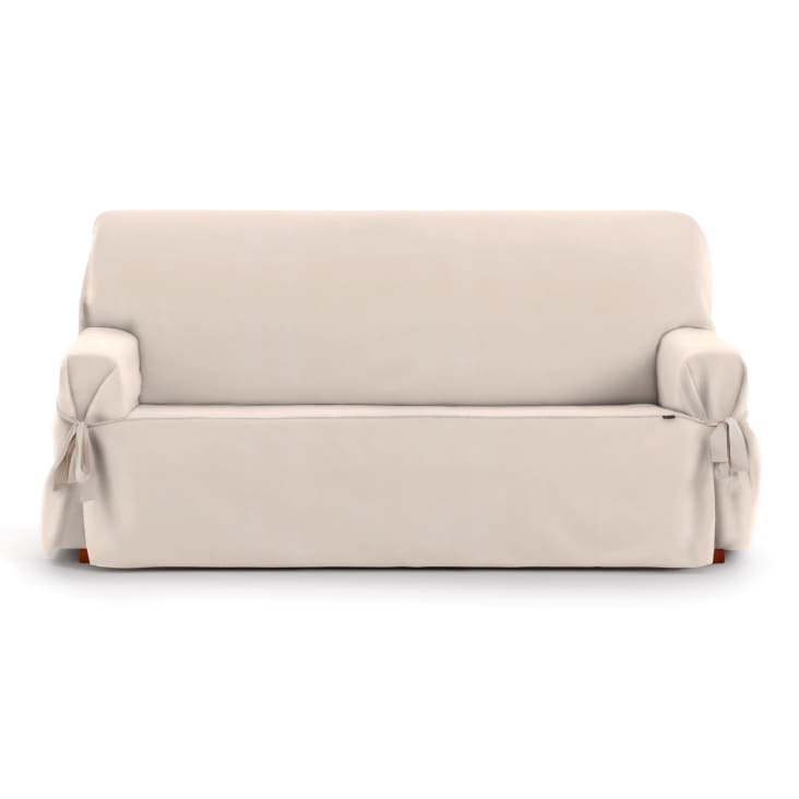 Funda de sofá 2 plazas con lazos beige 140 - 180 cm EYSA