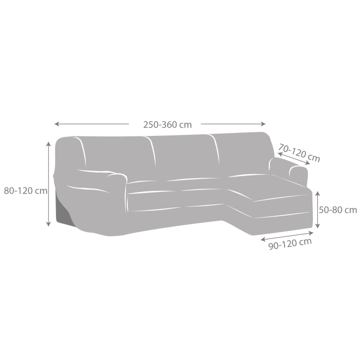 Copridivano per divano ad angolo destro grigio scuro 250 - 360 cm-EYSA cropped-4