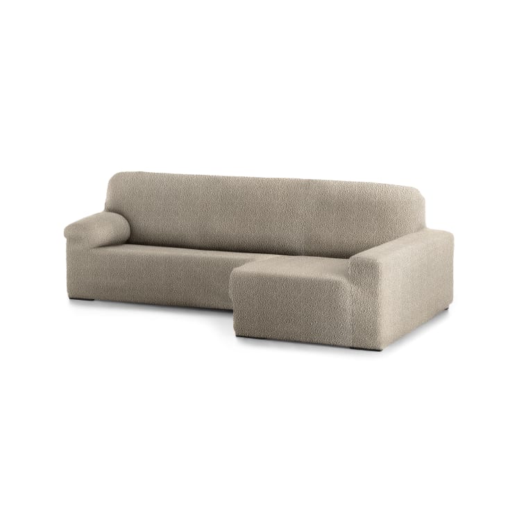 Funda de sofá chaise longue elástica derecha topo 250 - 360 cm-EYSA