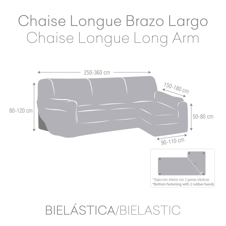 Funda de sofá chaise longue elástica derecha topo 250 - 360 cm-EYSA cropped-4