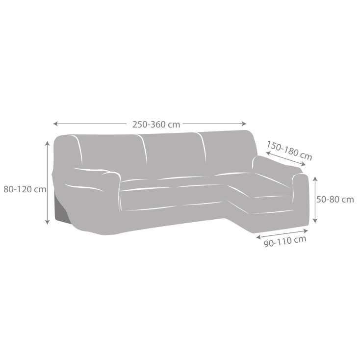 Housse de canapé en L droite extensible taupe 250 - 360 cm-EYSA cropped-4