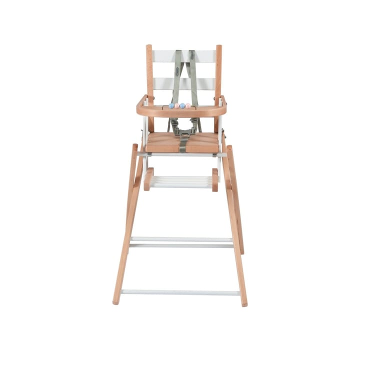 Chaise haute pliable Traveller en bois naturel et blanc