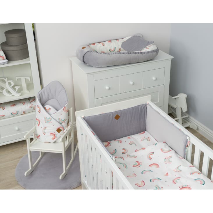 Tour de lit bébé 60x120 cm (réversible) gris clair