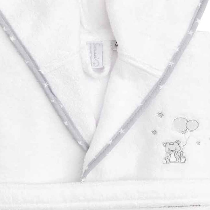 Peignoir enfant en coton peigné zéro twist  blanc 02 ans-Baby soft ours cropped-3