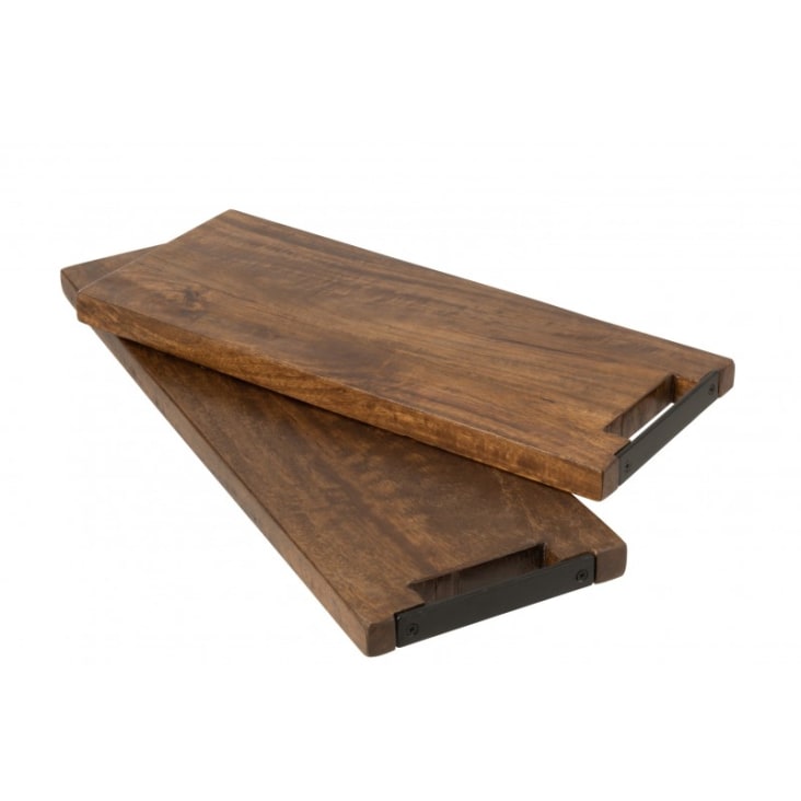 Planche à découper longue en bois de manguier marron L60cm-MANGUIER cropped-3