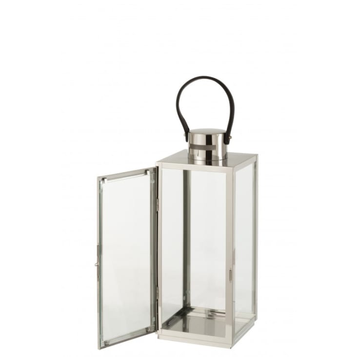 Lanterne carrée métal/verre argent H51cm-CARRÉE cropped-2