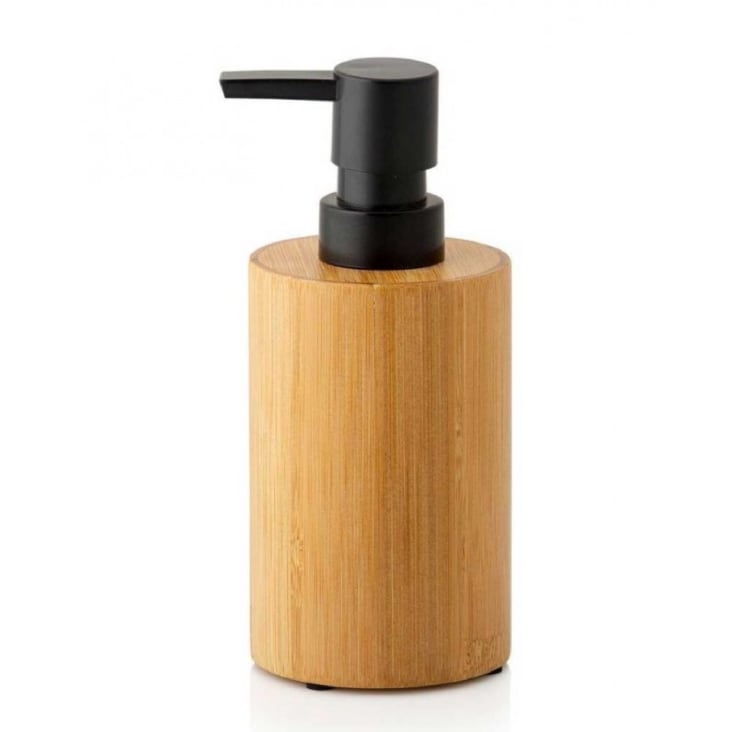 Distributeur de savon en bambou et polyrésine noire-BAMBOU