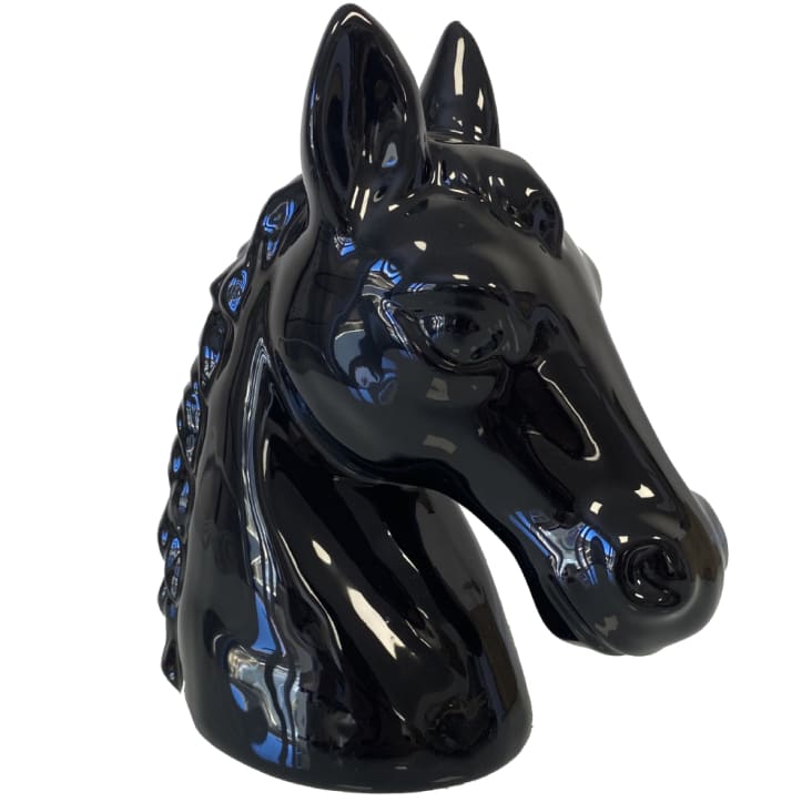 Tirelire en forme de buste de cheval noir-CHEVAL