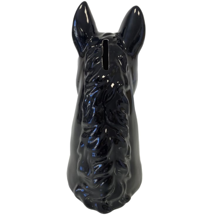 Tirelire en forme de buste de cheval noir-CHEVAL cropped-2