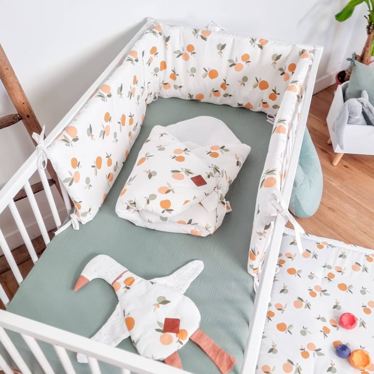 Drap housse uni en gaze de coton 60x120