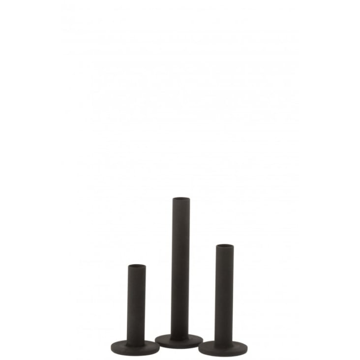 Set de 3 candelabros bajo moderno hierro opaco negro alt. 21-MODERNE