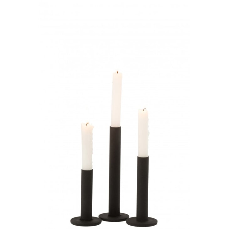 Set de 3 candelabros bajo moderno hierro opaco negro alt. 21-MODERNE cropped-2
