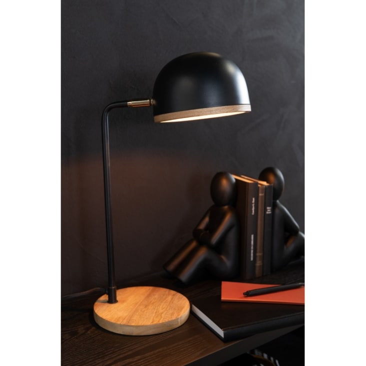 Lampe de bureau métal noir bois naturel H48cm-EVY cropped-7