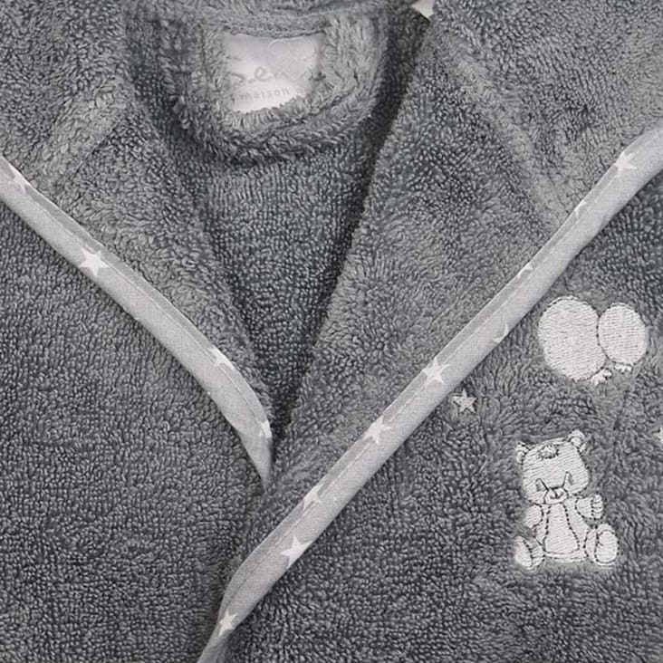 Peignoir enfant en coton peigné zéro twist  galet 04 ans-Baby soft ours cropped-2