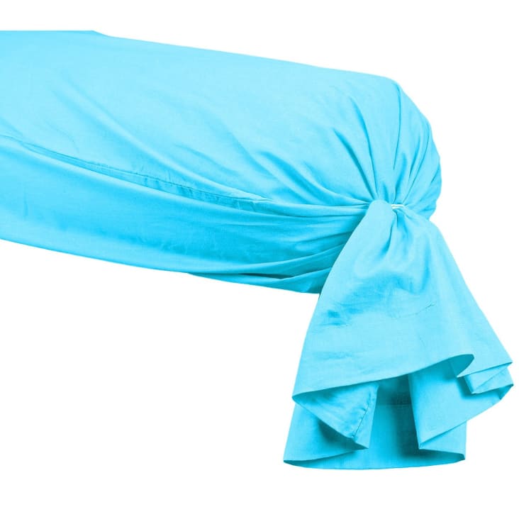 Taie de traversin en percale Bleu Turquoise 45x185 cm-Soft percale