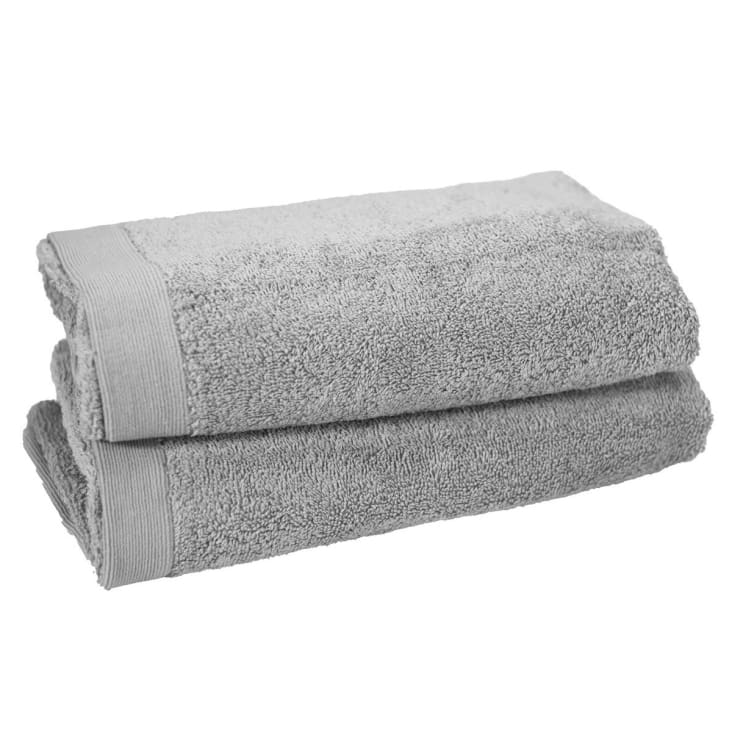 Lot de 2 serviettes de toilette 500 g/m²  gris perle 50x90 cm-Studio
