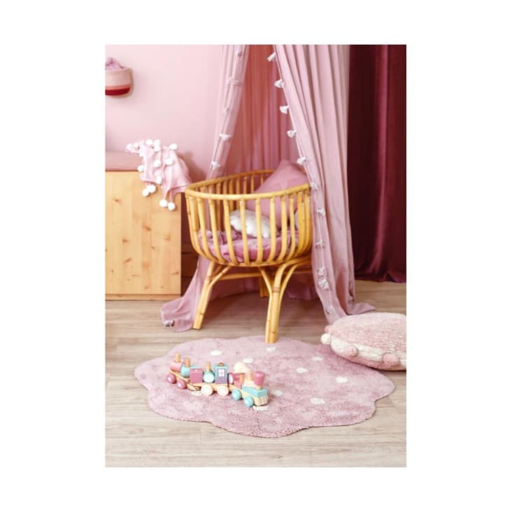 Tappeto lavabile rosa in cotone biscotto 90x90 MINI ONES