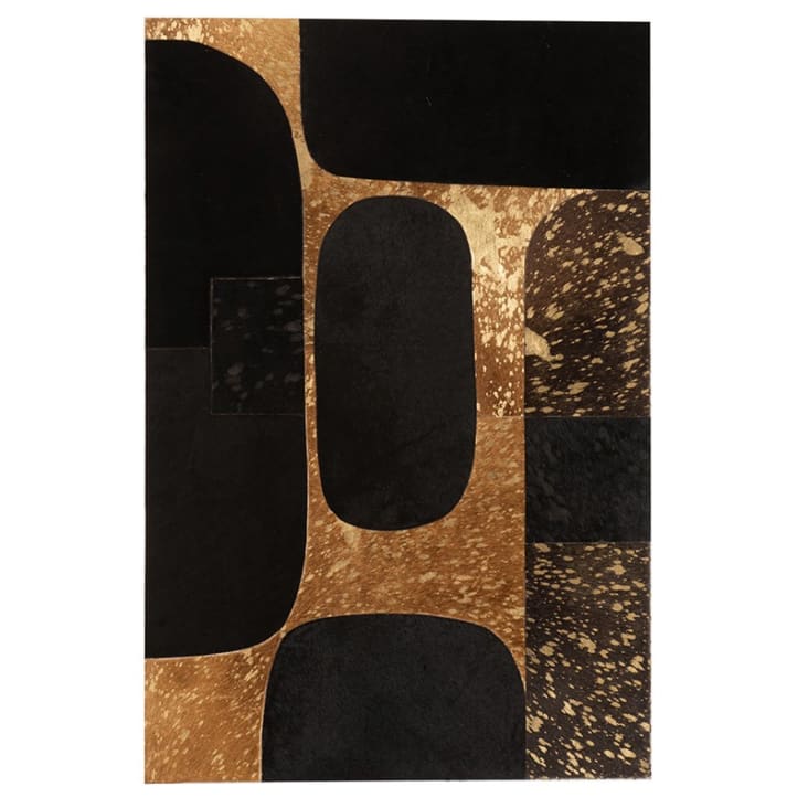 Cadre rectangulaire cuir noir/or 60x90cm-OVALE