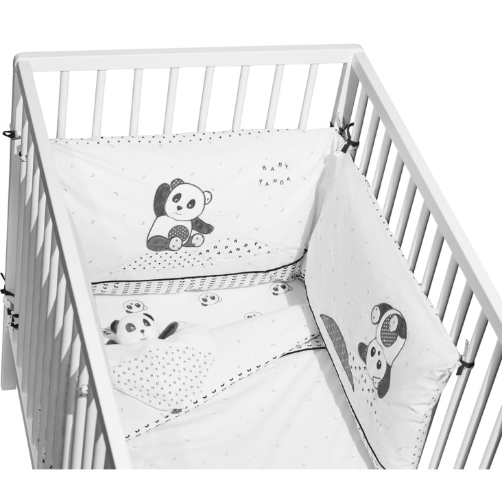 Tour de lit bébé 190x19cm en coton blanc-Chao chao cropped-3
