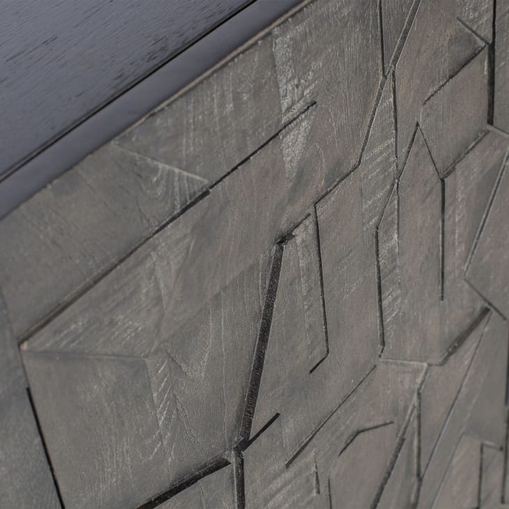 Buffet bas 4 portes sculptées en bois et métal noir-KOUKI cropped-6