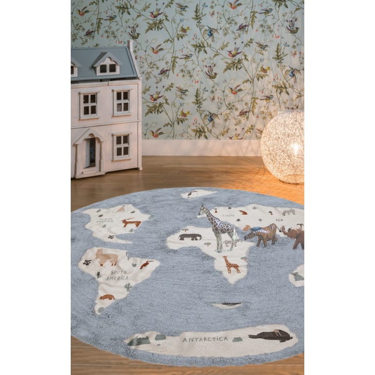 the carpet Happy Life - Tappeto da gioco per bambini, lavabile, con mappa  del mondo, terra, animali, blu, 140 x 200 cm : : Prima infanzia