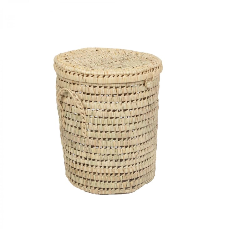 Panier à linge bambou, lot de 2, corbeille linge pliante, 60 L, sac  intérieur coton, 65
