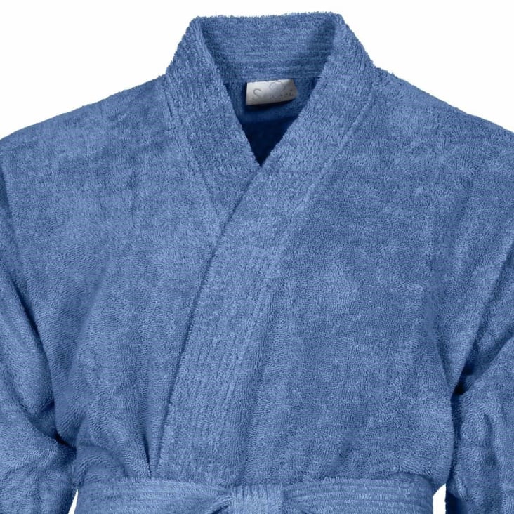 Peignoir col kimono en coton  Cobalt M-Luxury cropped-4