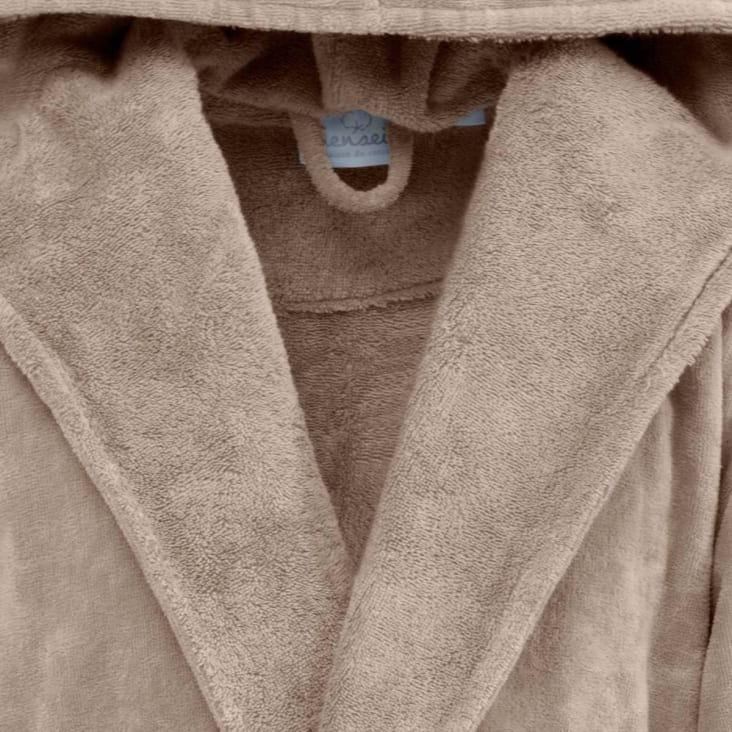 Peignoir court à capuche velours  sable XS-Constance cropped-3
