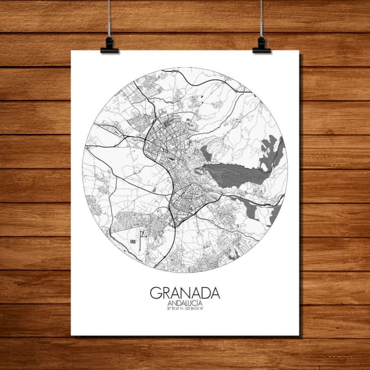 Poster Granada Mappa arrotondata 40x50