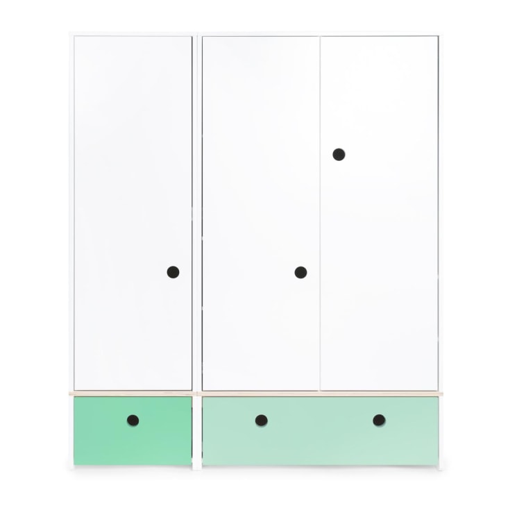 Armoire 3 portes façades tiroirs vert ocean-COLORFLEX