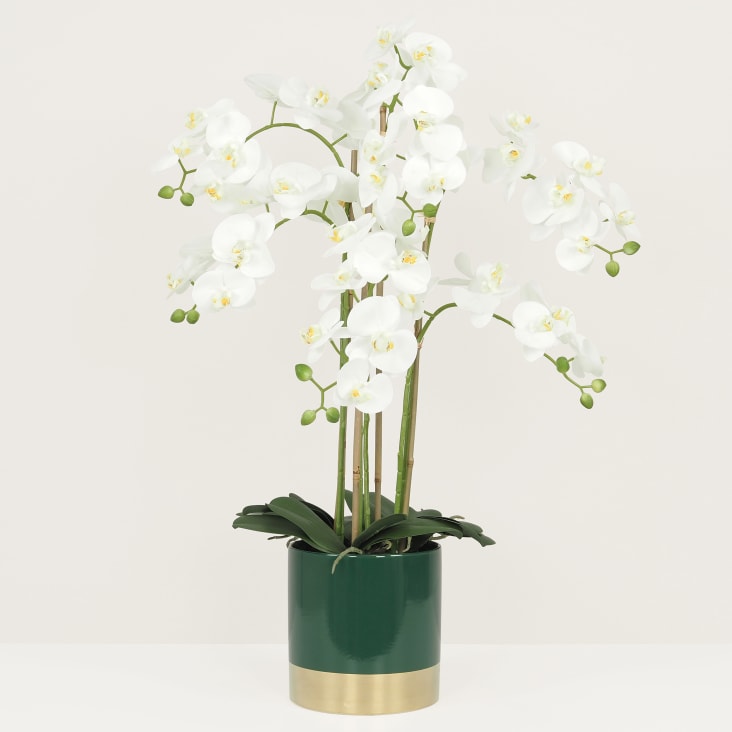 Orchidées artificielles pot vert et or 80cm cropped-2