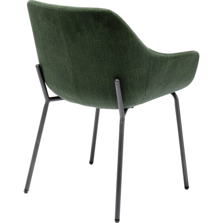 Chaise avec accoudoirs en velours côtelé vert et acier-Avignon cropped-5