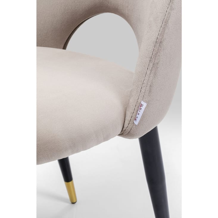 Chaise en velours beige et acier-Iris cropped-3