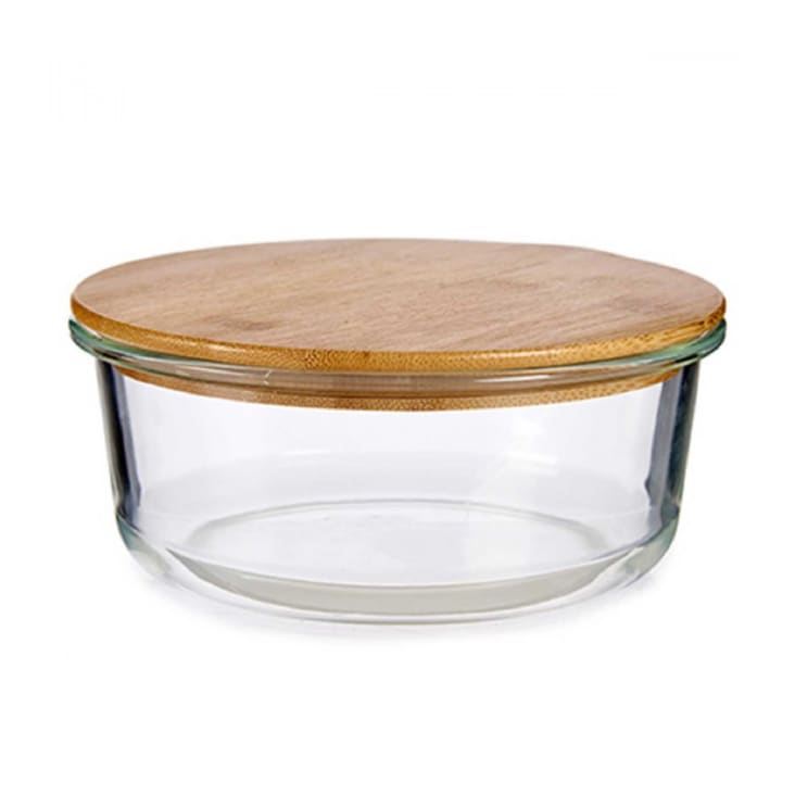 Boîte de conservation ronde verre avec couvercle hermétique 95cl BAMBOU