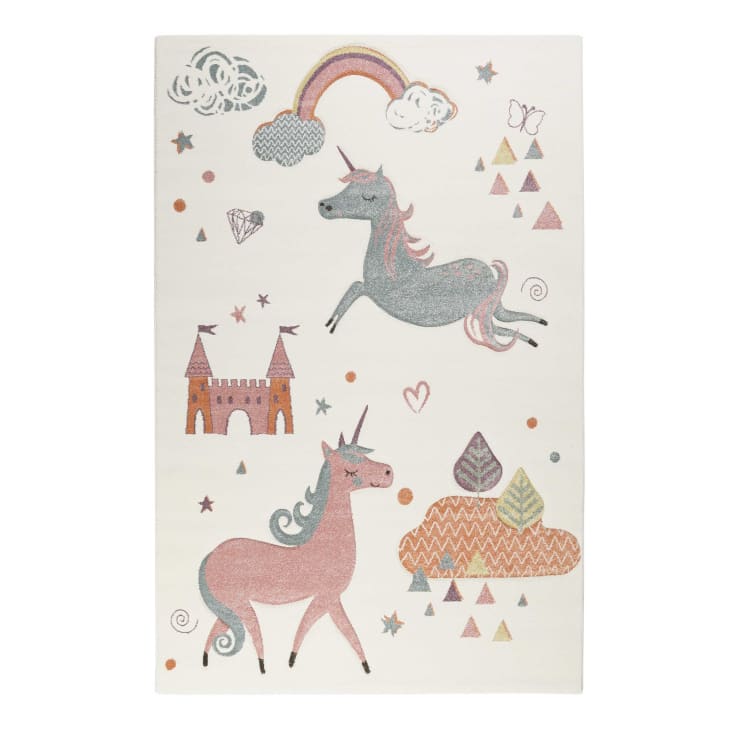 Tapis enfant motif licorne écru 160x225-Sunny unicorn