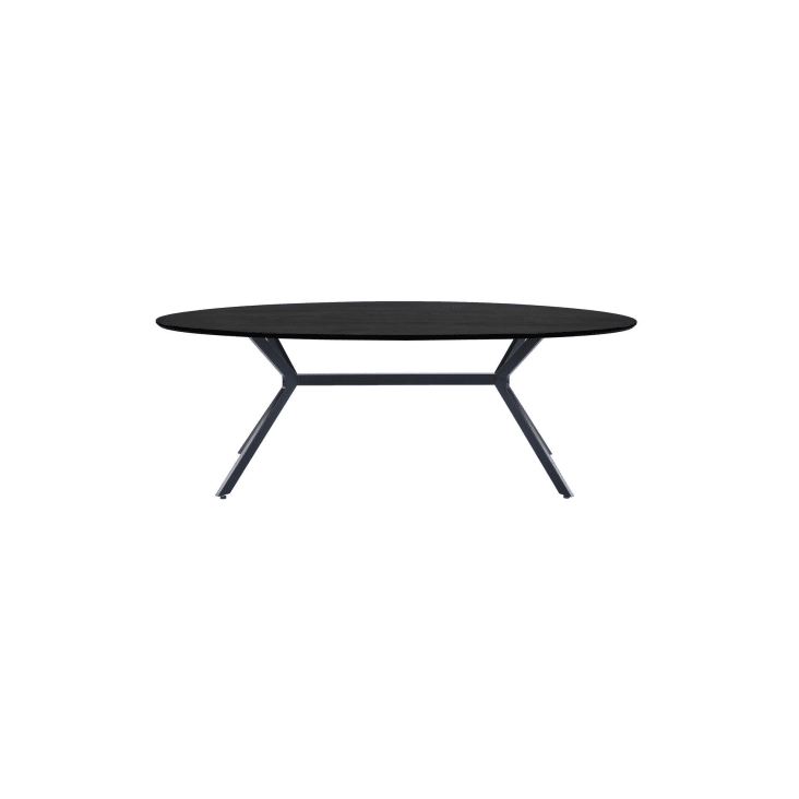 Table à manger ovale en MDF noir 6 personnes, 220x100 cm-Bruno
