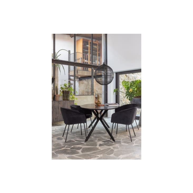 Table à manger ovale en MDF noir 6 personnes, 220x100 cm-Bruno cropped-2