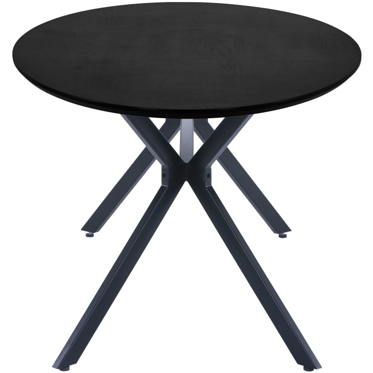 Table à manger ovale en MDF noir 6 personnes, 220x100 cm-Bruno cropped-7