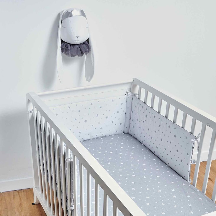 Tour de lit bébé 60x120 cm (réversible) gris clair