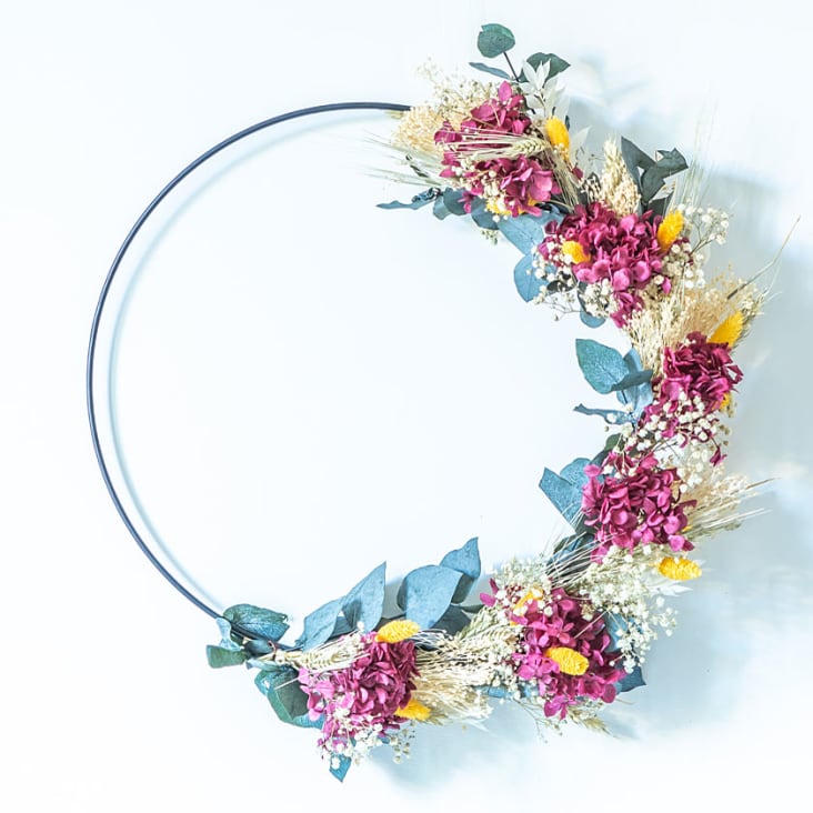 Couronne De Porte Automne 30x30 Cm - Fleurs Séchées Naturelles - Décoration Murale Intérieur Extérieur