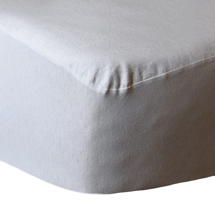 Protège matelas molleton en coton Blanc 120x190 cm-Confort