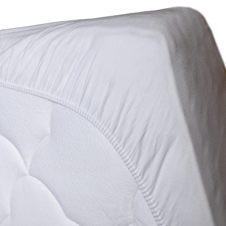 Protège matelas molleton en coton Blanc 120x190 cm-Confort cropped-2