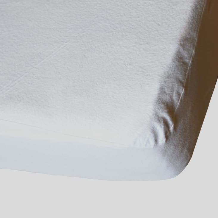 Protège matelas molleton en coton Blanc 120x190 cm-Confort cropped-3