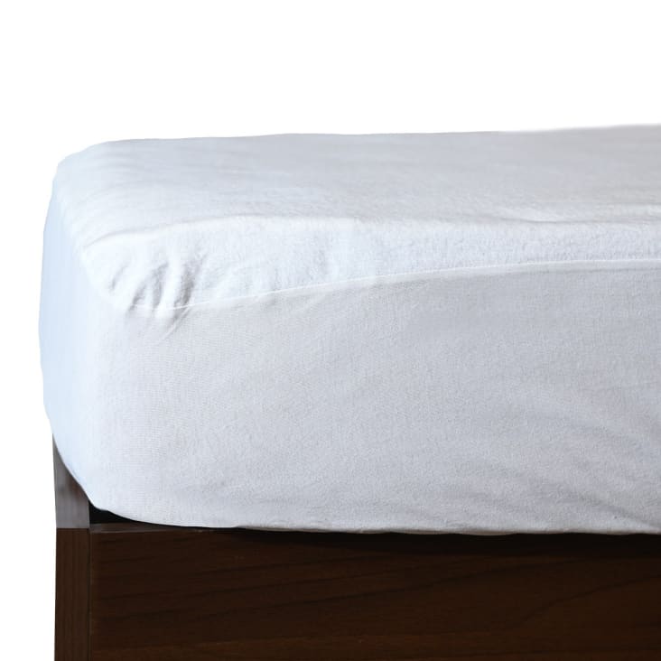 Protège matelas molleton en coton Blanc 120x190 cm-Confort cropped-4