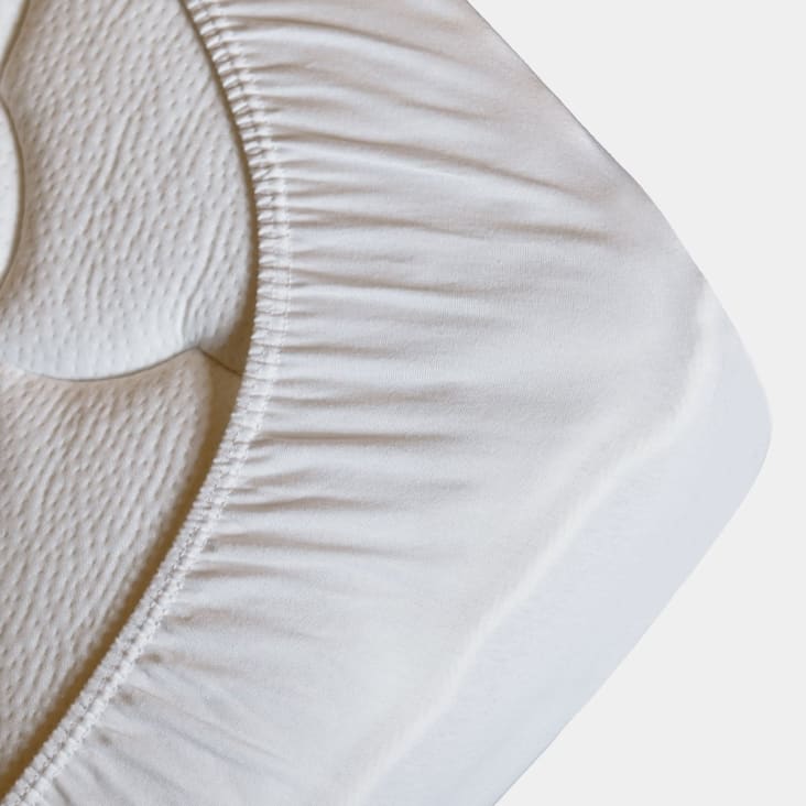 Protège matelas en coton bonnet 30 cm 160 g/m blanc 80x200 cm-Secure cropped-2
