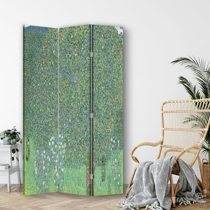 Paravento separ rose sotto gli alberi klimt cm 110x150 3 pannelli