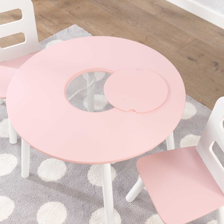 Table enfant ronde rose + 2 chaises cropped-6