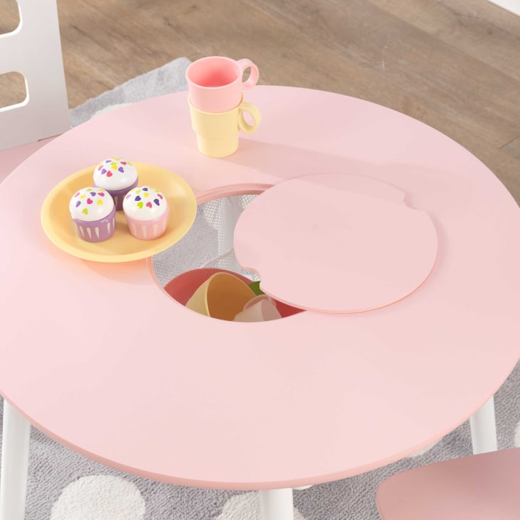 Table enfant ronde rose + 2 chaises cropped-8